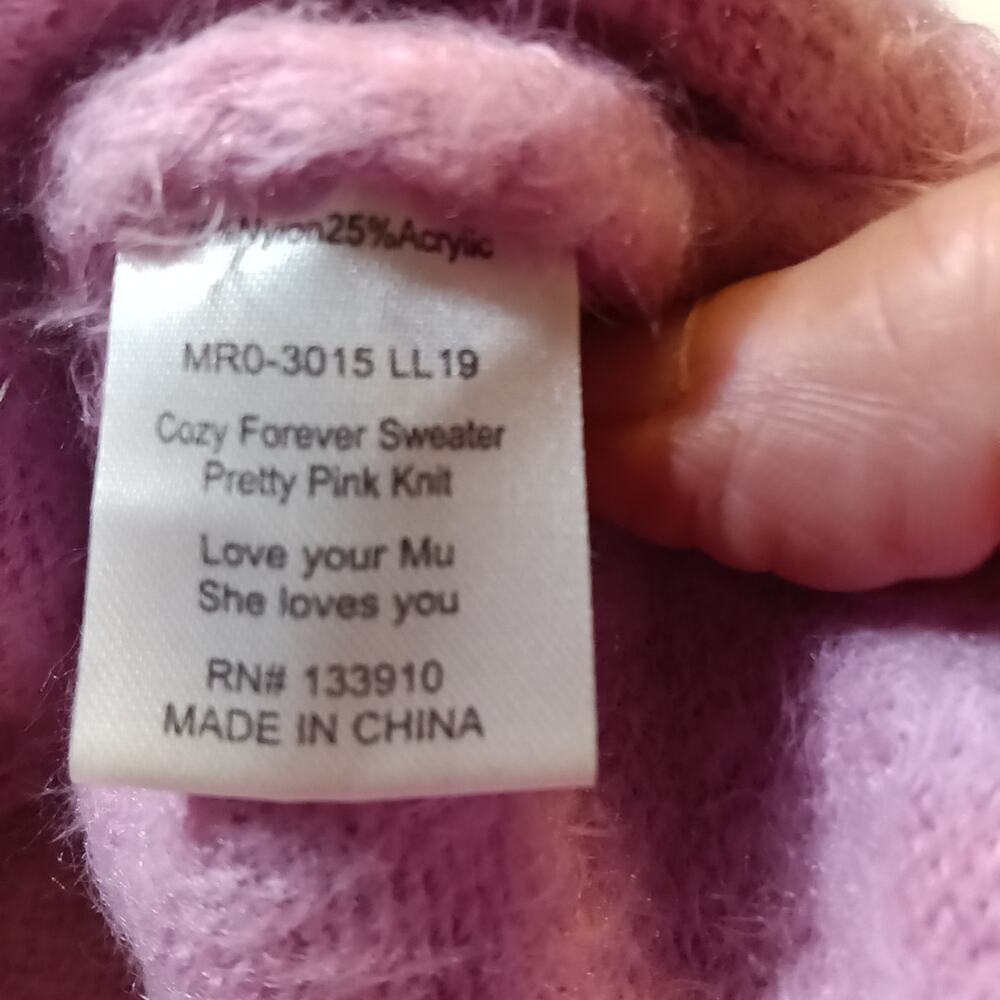 show me your mumu sweater Xl Pink Eyelash Oversize Pretty Pink Knit Cozy Comfort - Picture 4 of 7